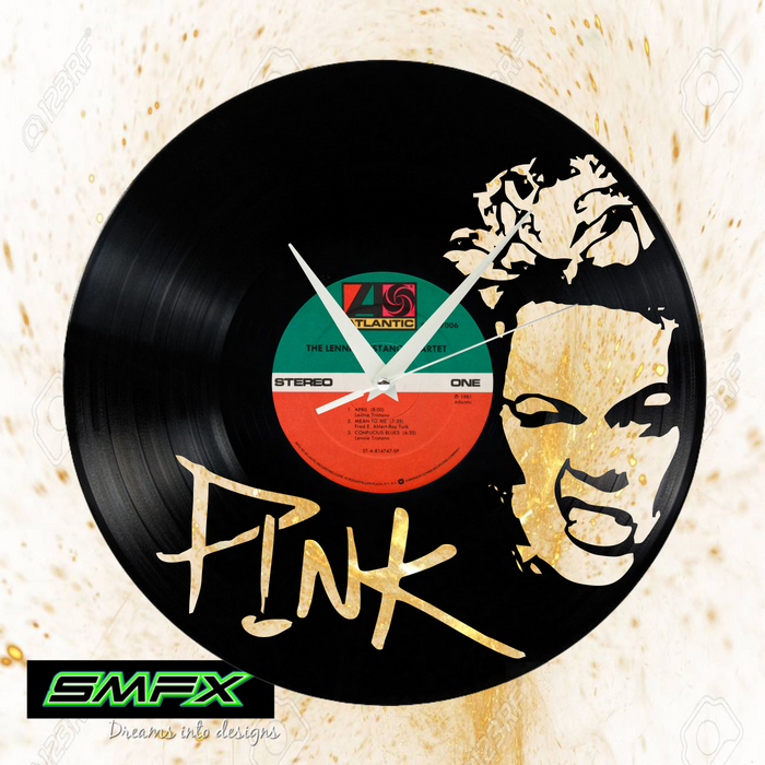 pink Laser Cut Vinyl Record artist representation or vinyl clock
