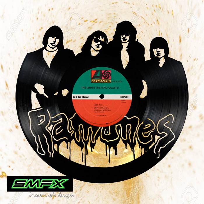 Ramones Laser Cut Vinyl Record artist representation or vinyl clock