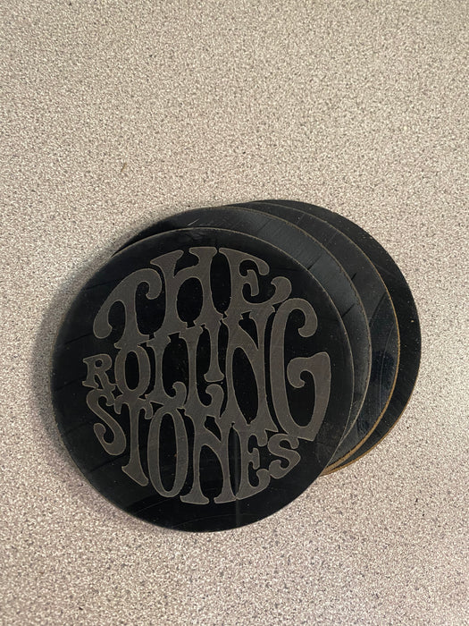 rolling stones Laser Engraved Coaster Set of 4 Cut Vinyl Record artist representation