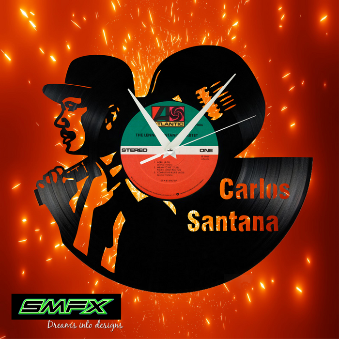 Santana Laser Cut Vinyl Record artist representation or vinyl clock