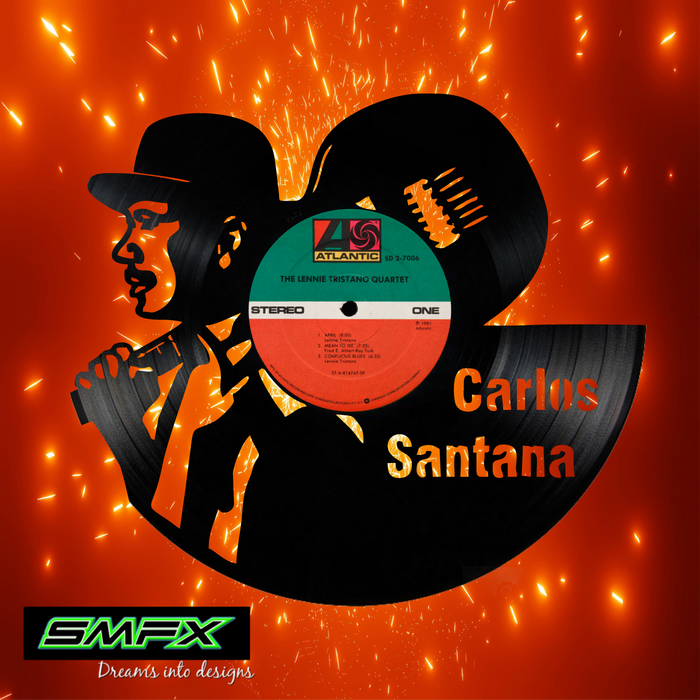 Santana Laser Cut Vinyl Record artist representation or vinyl clock