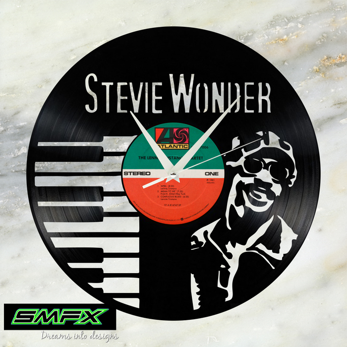 stevie wonder Laser Cut Vinyl Record artist representation or vinyl clock