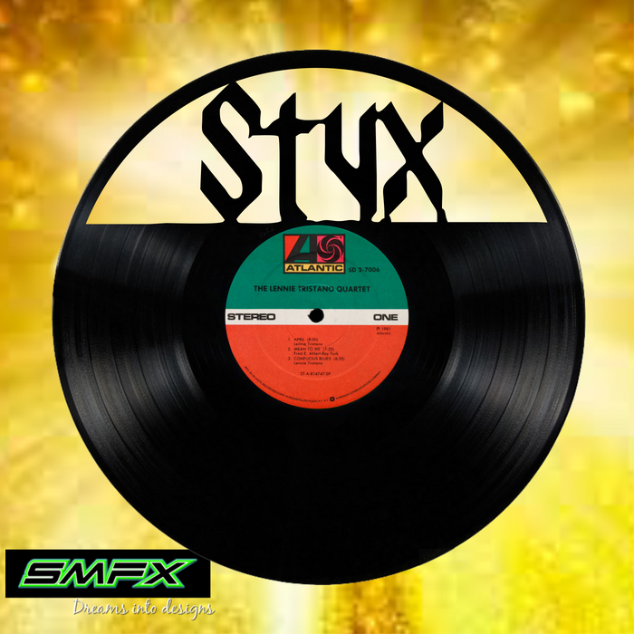 styx Laser Cut Vinyl Record artist representation or vinyl clock