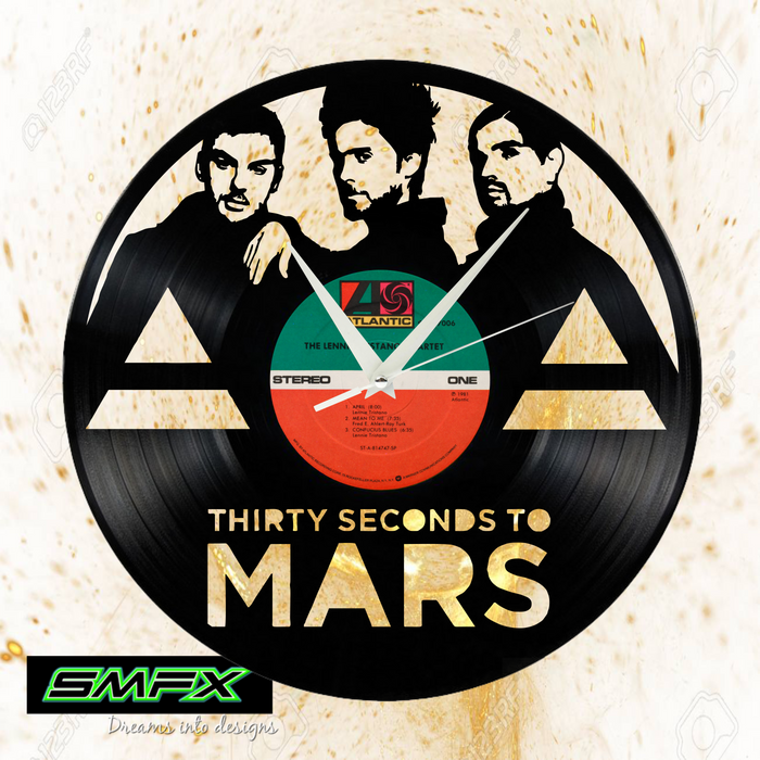 thirty seconds to mars Laser Cut Vinyl Record artist representation or vinyl clock
