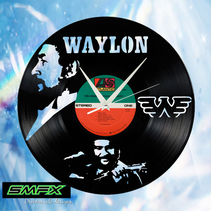 waylon jennings Laser Cut Vinyl Record artist representation or vinyl clock