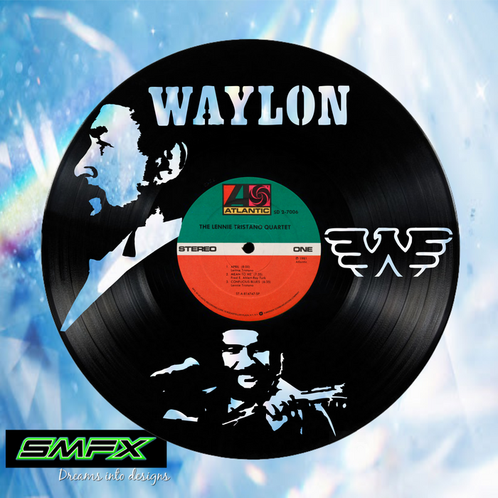 waylon jennings Laser Cut Vinyl Record artist representation or vinyl clock